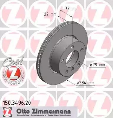 диск тормозной !перед. 284x22/73-5x120 \ BMW 1 114d/i/116 08> 150.3496.20 ZIMMERMANN