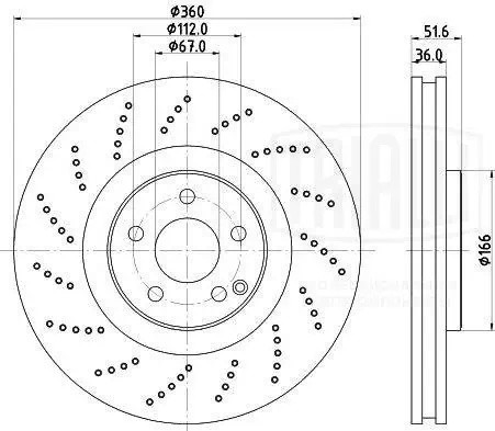 Диск торм. Mercedes CLS (W218) (10-) перед. d=360 (перф.) (DF 150001)  2шт DF 150001 TRIALLI