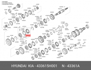 Обойма HYUNDAI HD65,72,County (M3S5) синхронизатора 2,3-й передачи OE 433615H001 HYUNDAI KIA