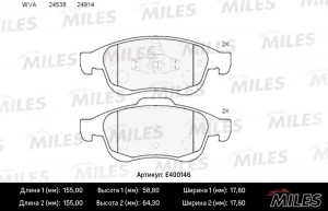 Колодки тормозные передние (без датчика) (Смесь Low-Metallic) (RENAULT DUSTER с  E400146 MILES
