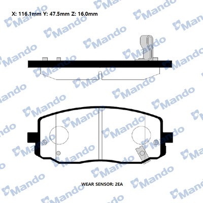 KIA PICANTO 2005-2011 45x115x16mm MPK25 MANDO
