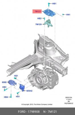 подушка КПП верхняя!\ Ford Focus III 11>/Kuga 12> 1 798 908 FORD