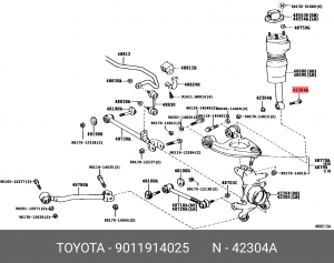 Болт крепления задней пневмоопоры нижний 90119-14025 90119-14025 TOYOTA