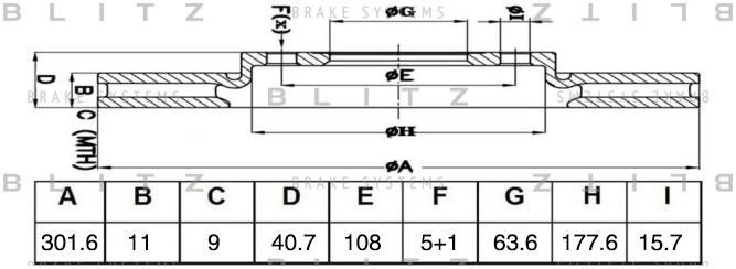 диск тормозной!177,6x302x40,8 dцент=63,5 5отв.\Volvo S60/S80/V60/V70/XC70 07> BS0498 BLITZ