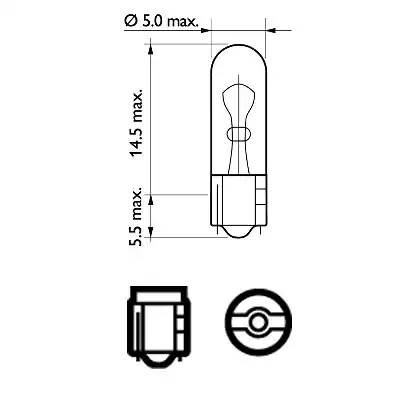 Лампа 12V WB T5 1W W2X4.6d бесцокольная PHILIPS 12521CP PHILIPS