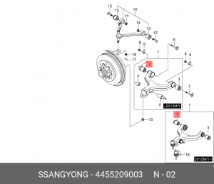 Сайлентблок SSANGYONG Actyon (06-),Kyron (05-) рычага переднего нижнего передний 4455209003 SSANG YONG