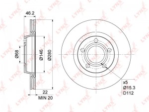 Диск тормозной (280x22) BN-1203 LYNXAUTO
