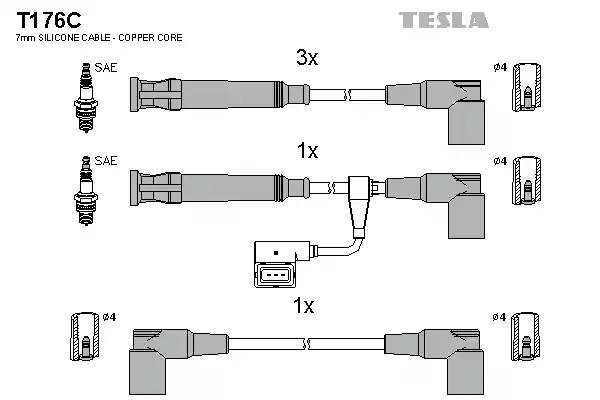 к-кт проводов!\ BMW E30/E36 1.6/1.8i 87-94 T176C TESLA