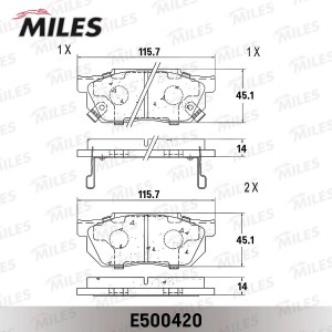 Колодки тормозные передние (Смесь CERAMIC серия PRO) HONDA CIVIC/CRX/PRELUDE 83- E500420 MILES