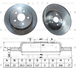 диск тормозной зад.!18'\ Jeep Grand Cherokee IV 3.6/5.7/3.0CRD 10> BS0566 BLITZ