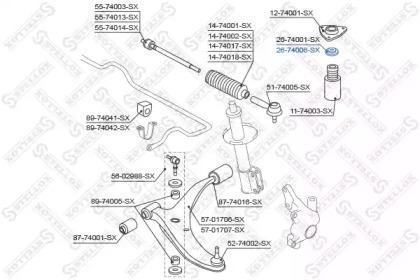 574 1606 [543250M001] !подшипник опоры аморт.\ Nissan Almera N15 95-00/Sunny Y10 26-74006-SX STELLOX