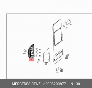 Плата фонаря заднего MERCEDES Sprinter левая/правая OE A 000 820 08 77 MERCEDES BENZ