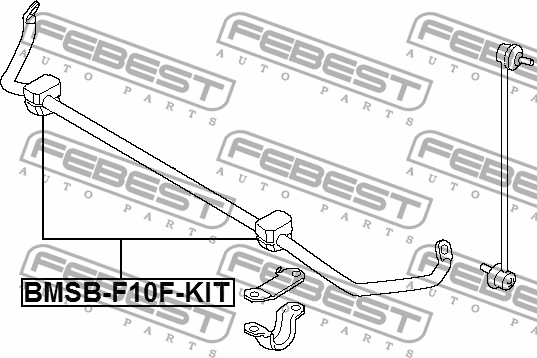 ВТУЛКА ПЕРЕДНЕГО СТАБИЛИЗАТОРА КОМПЛЕКТ D28 подходит для BMW 5 F10/F11/F18 2009- BMSB-F10F-KIT FEBEST