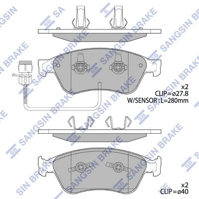 Колодки передние AUDI A8 (4E) SP1788 SP1788 SANGSIN
