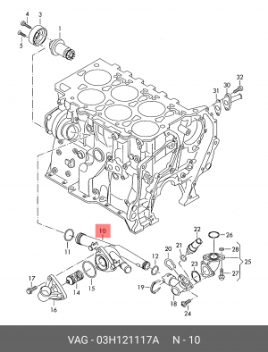 корпус термостата!\ Audi Q7 07-15 03H 121 117 A VAG