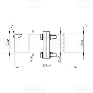 Соединение труб глуш. (комплект фланцев в сборе) (жесткое) 55/60 (алюм. сталь) ( EPCH5560 TRIALLI