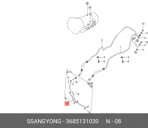 Трубка SSANGYONG Kyron (06-) охлаждения АКПП OE 3685131030 SSANG YONG