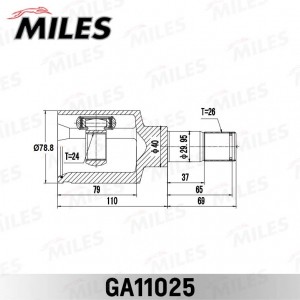 ШРУС внутренний левый FORD TRANSIT CONNECT TC7 2002-2013 GA11025 GA11025 MILES