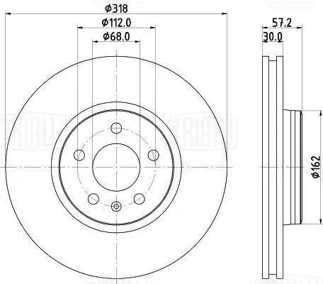 Диск торм. Audi A4 (16-)/A5 (16-)/Q5 (17-) перед. d=318 (окраш.) (DF 190220) DF 190220 TRIALLI