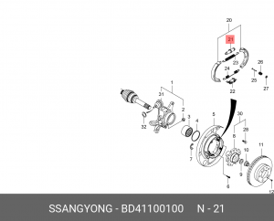 Регулятор SSANGYONG Actyon (10-),Kyron (05-),Rexton (02-) зазора колодок стояноч BD41100100 SSANG YONG