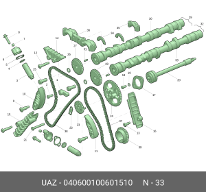 Вал распределительный для а/м ГАЗ 406дв инжектор 406-1006015 040600100601510 040600100601510 UAZ UAZ