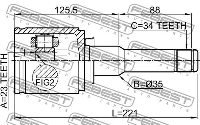 ШРУС внутр левый OPEL ASTRA J 2010-2015 1811-ASJLH 1811-ASJLH FEBEST