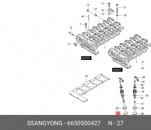 Клапан выпускной SSANGYONG Actyon (06-),Kyron (05-),Actyon Sports (06-),Rexton ( 6650500427 SSANG YONG