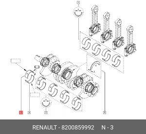 Вкладыш ЛАДА Largus коренной верхний OE 8200859992 RENAULT