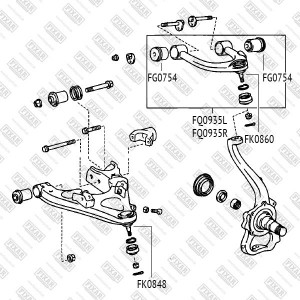 сайлентблок рычага верхнего задний!\ Toyota Land Cruiser 100 98>, Lexus LX470 98 FG0754 FIXAR