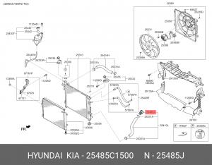 Фитинг HYUNDAI Elantra (15-),Sonata (10-) системы охлаждения OE 25485C1500 HYUNDAI KIA