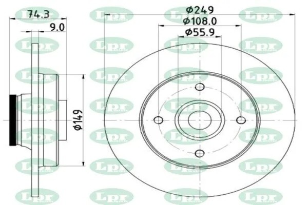 Диск тормозной (с подшипником) P1011PCA P1011PCA LPR