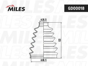 Пыльник ШРУСа наружный RENAULT DUSTER/FLUENCE/MEGANE III 1.4TCE-2.0 07- GD00018 GD00018 MILES