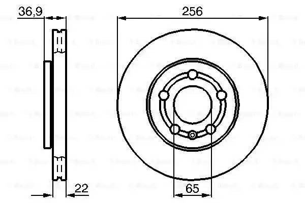 Диск тормозной VW Golf 4,5 AUDI A2,A3 SKODA Fabia,Octavia передний (1шт.) BOSCH 0 986 478 853 BOSCH