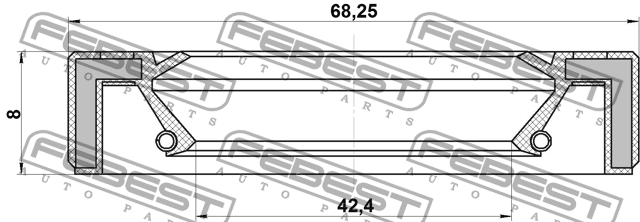 Сальник привода 42.4X68.25X8X8 95GAY-44680808R FEBEST
