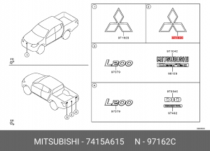 Эмблема MITSUBISHI OE 7415A615 MITSUBISHI