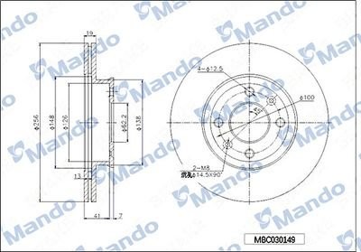 Диск тормозной HYUNDAI Elantra (98-),Sonata (98-),Coupe (98-) передний (1шт.) MA MBC030150 MANDO