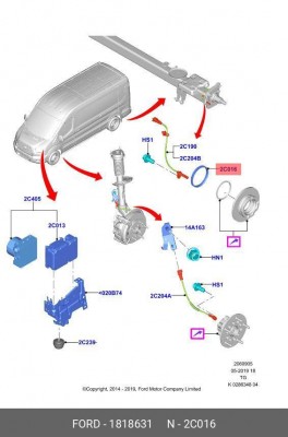 кольцо ABS заднее!\ Ford Transit 14> 1 818 631 FORD
