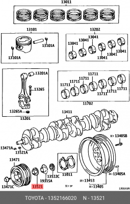 Шкив коленвала 13521-66020 13521-66020 TOYOTA