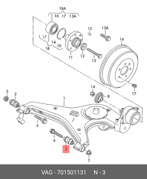 сайлентблок зад.рычага наружн.!\ VW TR 91> 701 501 131 VAG