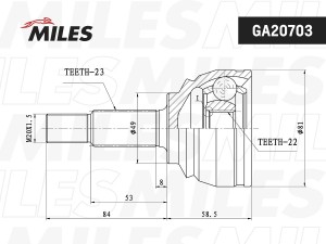 ШРУС наружный LADA X-RAY 15- (КПП Renault JR5) GA20703 GA20703 MILES