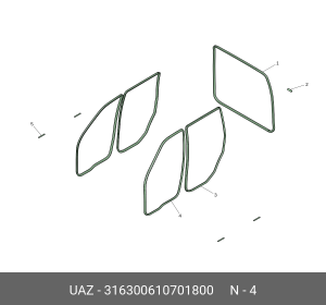 Уплотнитель двери УАЗ-3163 передней проема L=3619мм (ОАО УАЗ) 316300610701800 UAZ UAZ