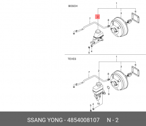 Цилиндр тормозной главный SSANGYONG Rexton (11-) с бачком (ABS/TCS) OE 4854008107 SSANG YONG