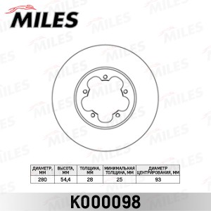 Диск тормозной передний D280мм. FORD TRANSIT 06- (TRW DF2389S) K000098 K000098 MILES