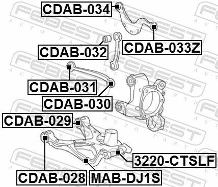 сайлентблок задней поперечной тяги!\ Cadillac SRX 09> CDAB030 FEBEST