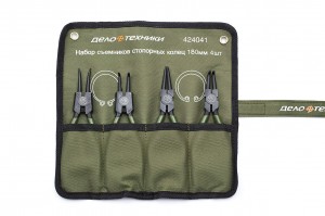 Съемник стопорных колец набор 4 предмета (180мм) /ДЕЛО ТЕХНИКИ/ 424041 DELO TEHNICI
