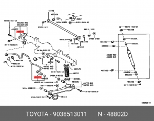 втулка стабилизатора! наружная\ Toyota Land Cruiser 80>/Corolla AE9/Carina <88 90385-13011 TOYOTA