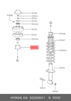 Опора амортизатора HYUNDAI Sonata (88-) переднего OE 5532036011 HYUNDAI KIA