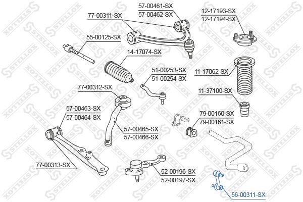 тяга стабилизатора переднего!\ Toyota Altezza/Lexus IS200/300 GXE10/JCE10 56-00311-SX STELLOX