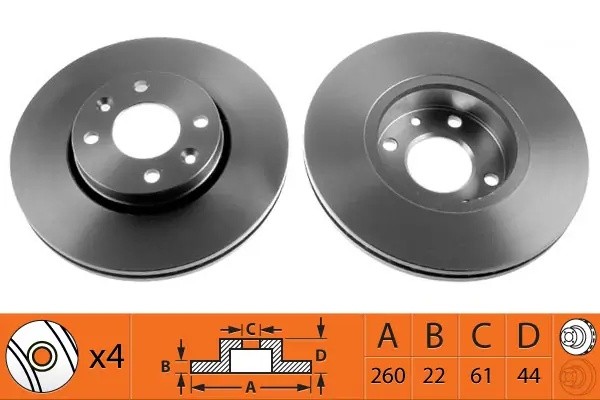 Диск тормозной передний RENAULT LOGAN / MEGANE II / LADA LARGUS / NISSAN TIIDA C BR22124T SB NAGAMOCHI
