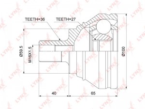 ШРУС наружный подходит для AUDI A3 1.9D-2.0D 03-12, SKODA Octavia(1Z) 2.0D 06-13 CO-3821 LYNXAUTO